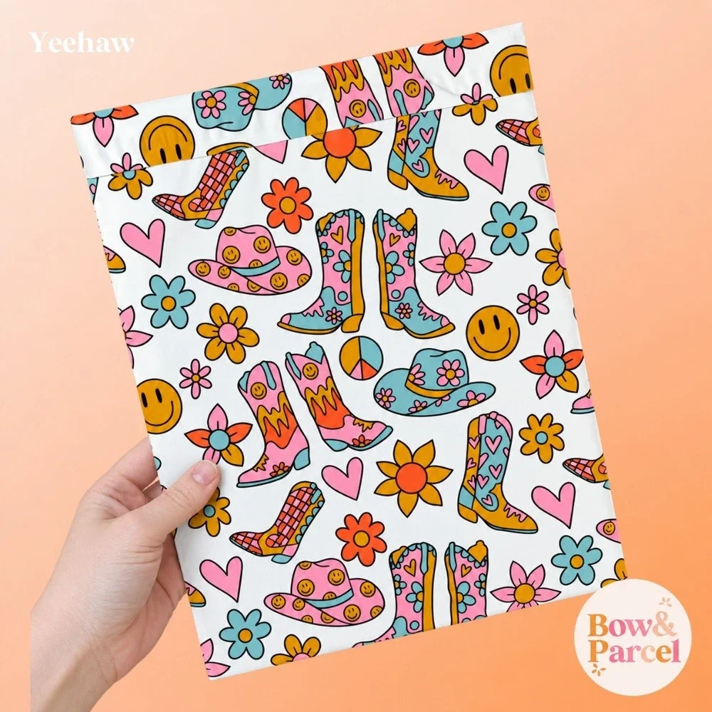 Yeehaw 10x13 Cute Poly Mailers Shipping Bags 25 Pack Waterproof